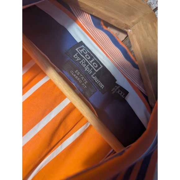 Vintage Polo Ralph Lauren Estate Shirt!   XXL  Orange Striped - Picture 2 of 8